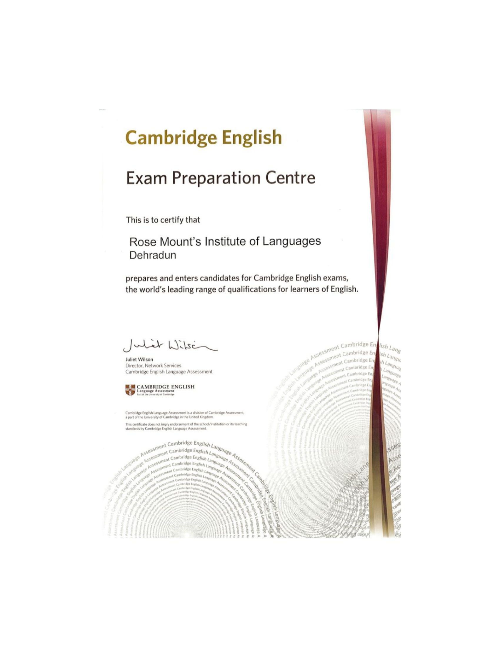 Certificate - Cambridge without date